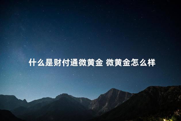 什么是财付通微黄金 微黄金怎么样